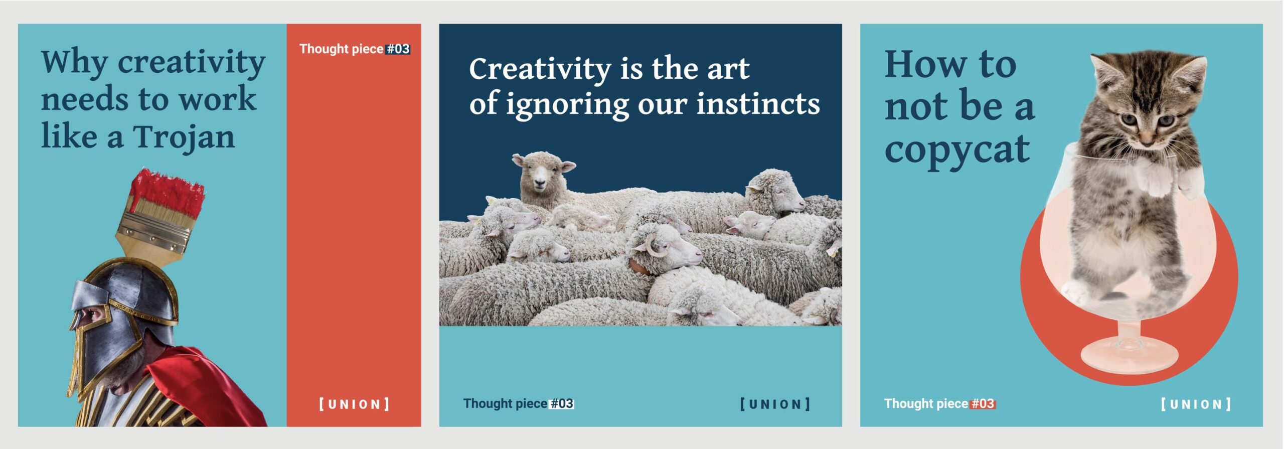 Three slides of thought pieces on creativity