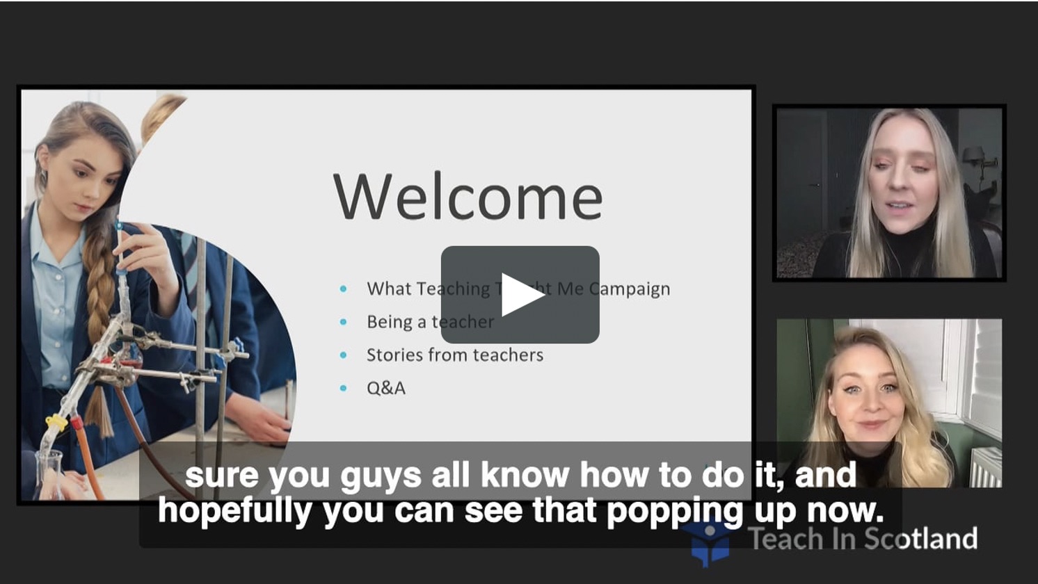 Screen shot of a video tutorial session online presentation and two females on camera