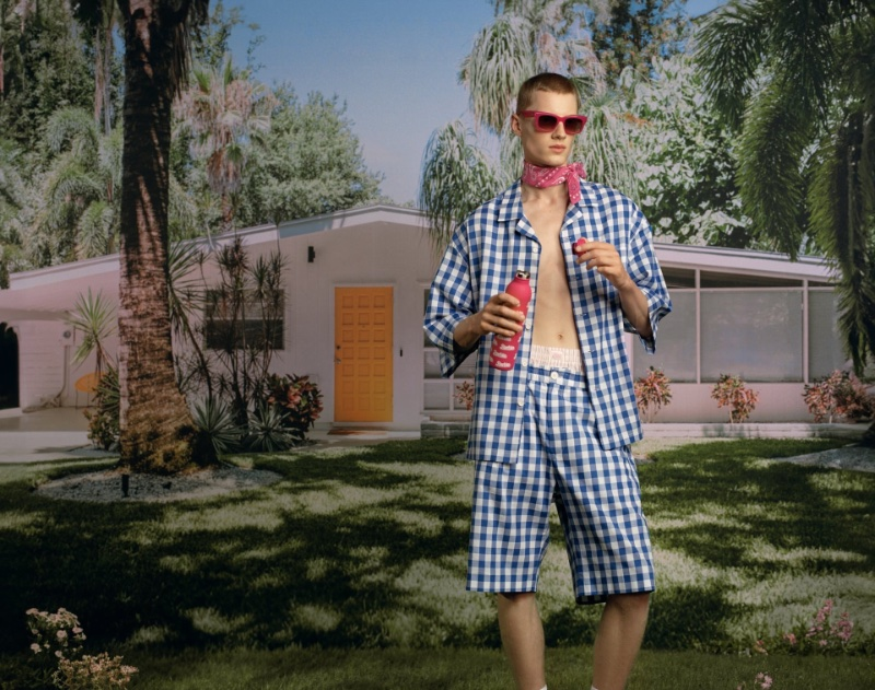 Model wearing Barbie clothes