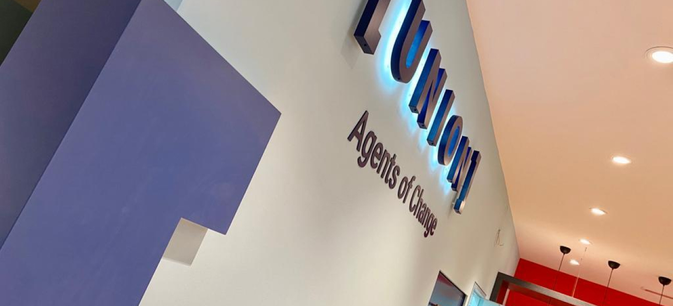 Union wall sign at reception